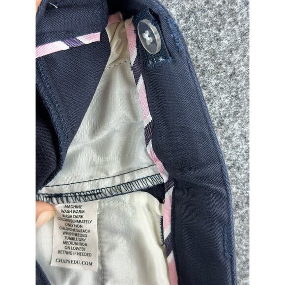 NWT Chaps Navy Blue Flat Front Flare Trouser Chino Pants Girls Youth Size 4 - Picture 3 of 4